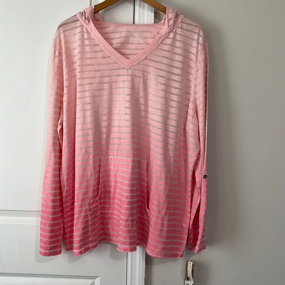 Sonoma ombré stripes long sleeve hooded shirt
